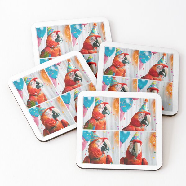 Item preview, Parrot Birthday Party – Colourful Bird in Party Hat Celebration designed and sold by RockFireMerch.