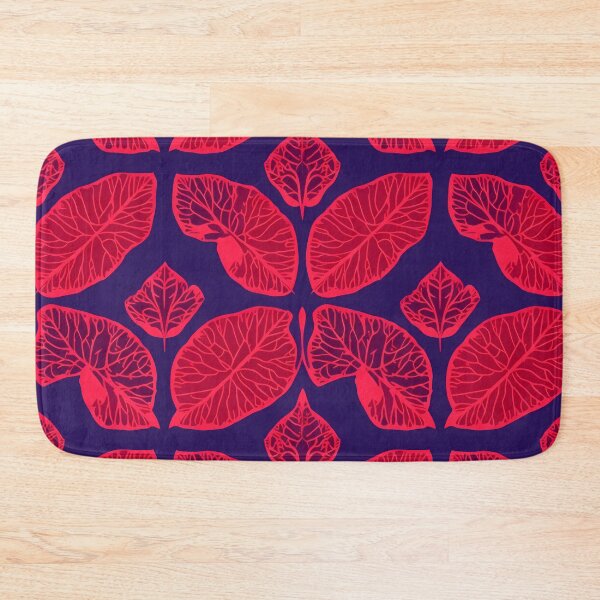 Item preview, Vibrant Red Leaf Pattern on Deep Blue Background – Bold Botanical Design designed and sold by UniqueDesign751.