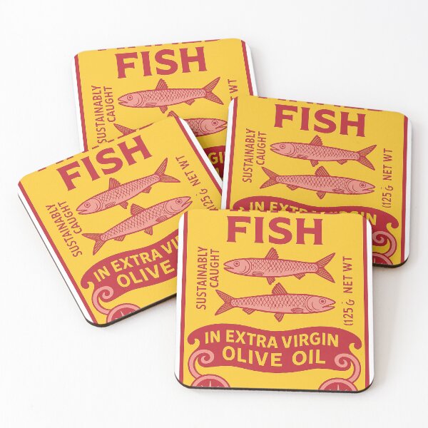 Item preview, Retro Tinned Fish in Olive Oil Vintage Label Art designed and sold by weirdfishes123.
