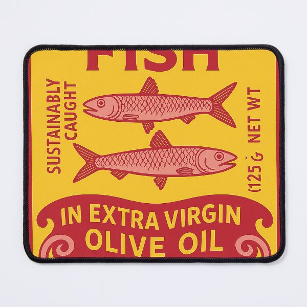 Item preview, Retro Tinned Fish in Olive Oil Vintage Label Art designed and sold by weirdfishes123.