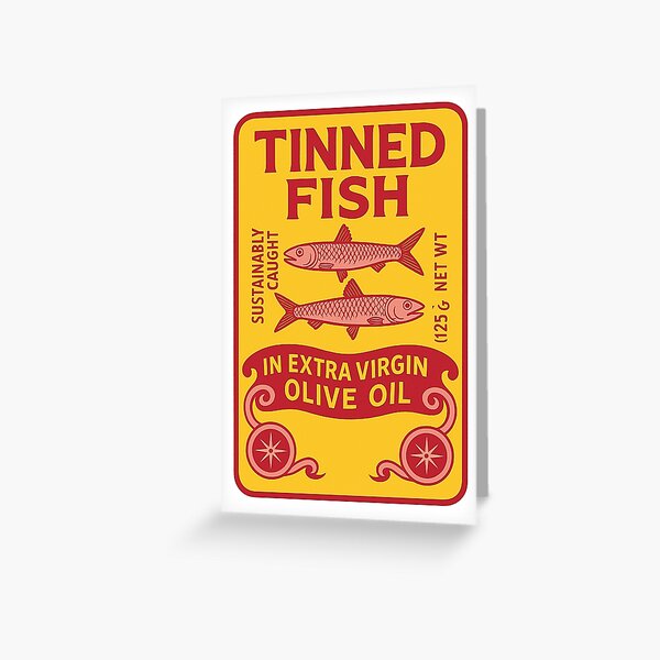 Item preview, Retro Tinned Fish in Olive Oil Vintage Label Art designed and sold by weirdfishes123.