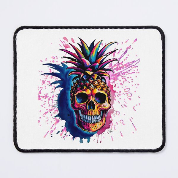 Item preview, Pineapple Skull Blue/pink paint splatter designed and sold by NicMacTees.
