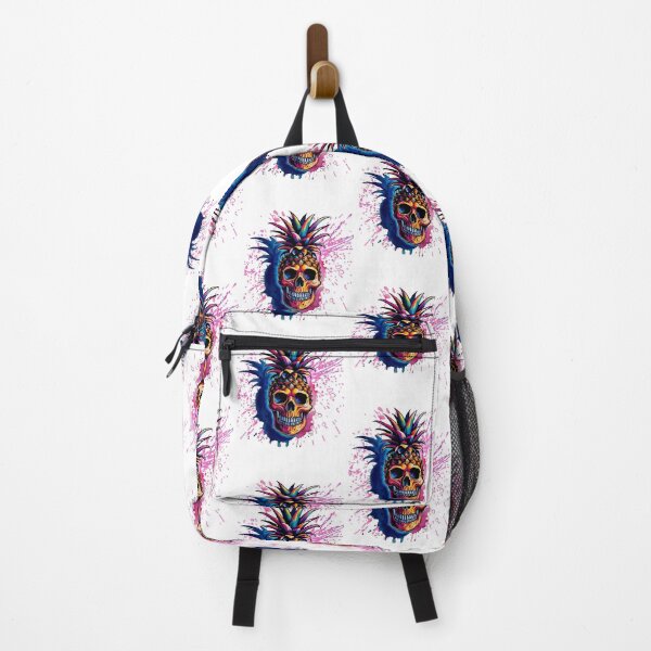 Item preview, Pineapple Skull Blue/pink paint splatter designed and sold by NicMacTees.