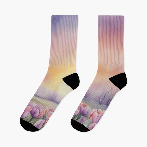 Item preview, Rainbow Sunrise over Tulip Field designed and sold by CalmnessbyChoice.