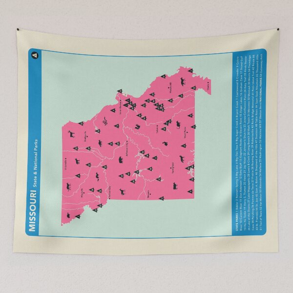 Item preview, Missouri National & State Parks Illustrated Map - Pink designed and sold by FinlayMcNevin.