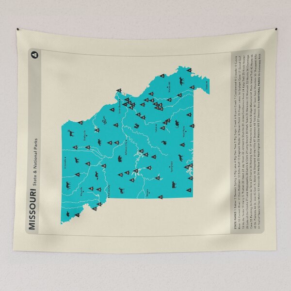 Item preview, Missouri National & State Parks Illustrated Map - Blue designed and sold by FinlayMcNevin.