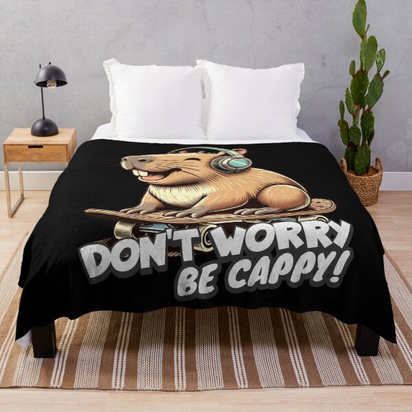 Item preview, DON'T WORRY be cappy -CAPYBARA ON SKATEBOARD IN HEADPHONES designed and sold by justyna-s28.