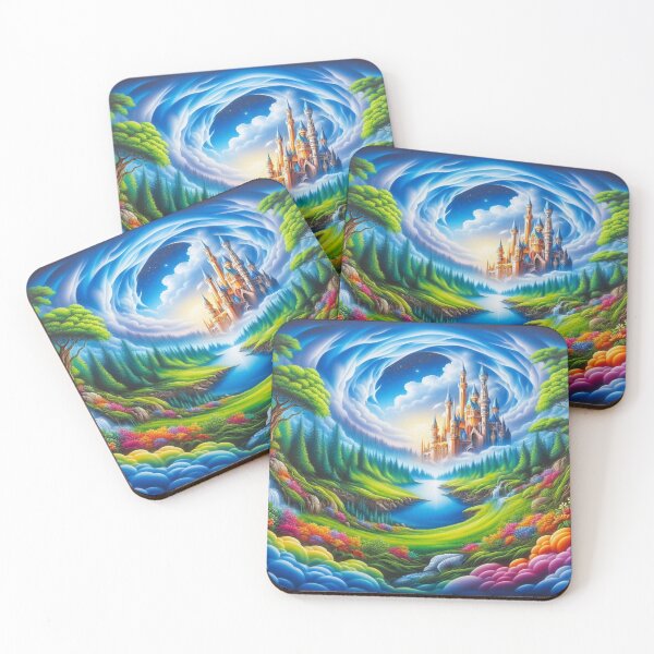 Item preview, Mystical castle in a swirl of clouds – Majestic castle floating above a dreamy river designed and sold by FotoworldEdel.