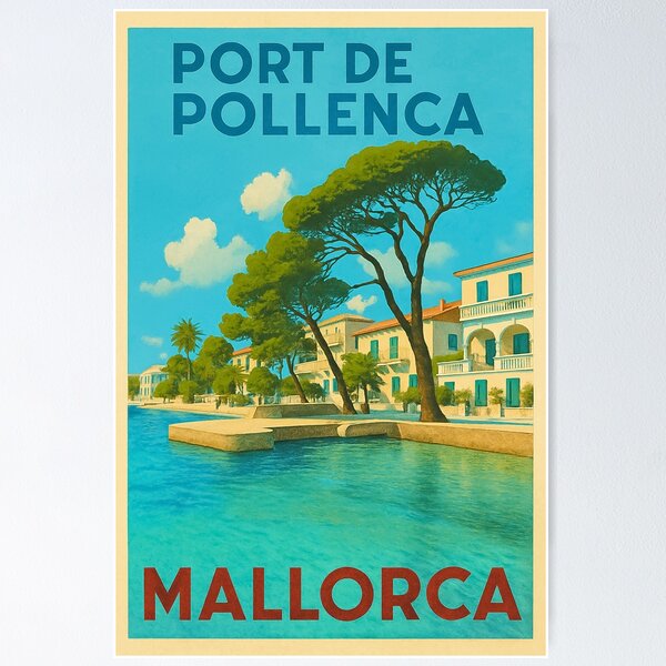 Item preview, Puerto Pollensa Vintage Travel Poster designed and sold by GG WALL ART.