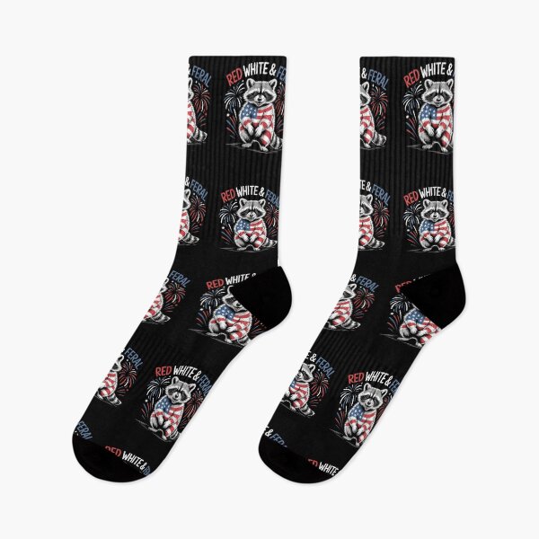 Item preview, Red White and Feral Racoon - Great gift for patriotic Americans, meme lovers, and anyone who celebrates the 4th of July with feral energy. designed and sold by ZyziowskyArt.
