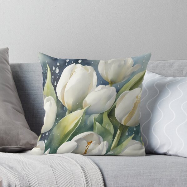 Aperçu de l'œuvre Tulipes blanches sous la pluie créée et vendue par BookCovered.