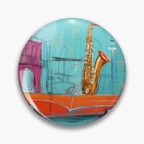 Item preview, Feel Havana's Jazz Pulse - Orange Convertible and Saxophone Set the Rhythm designed and sold by OlfactoART Studio.