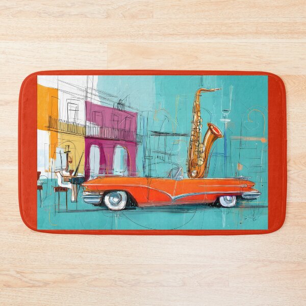 Item preview, Feel Havana's Jazz Pulse - Orange Convertible and Saxophone Set the Rhythm designed and sold by OlfactoART Studio.