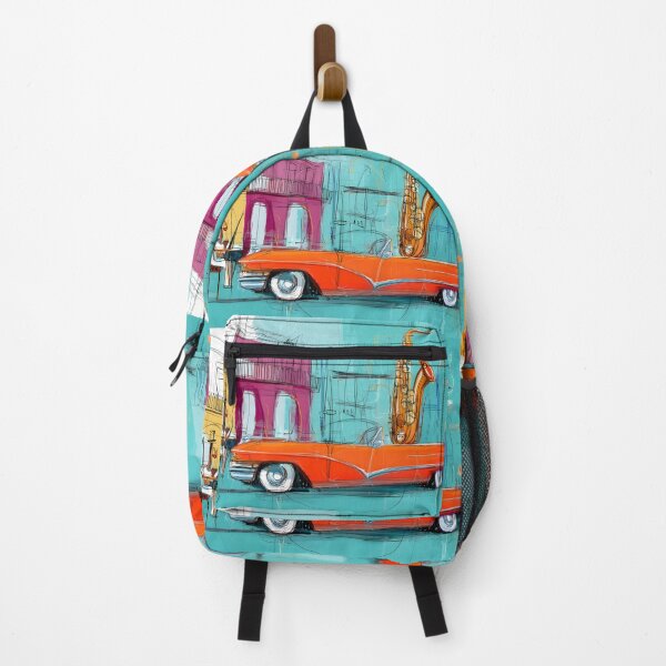 Item preview, Feel Havana's Jazz Pulse - Orange Convertible and Saxophone Set the Rhythm designed and sold by OlfactoART Studio.