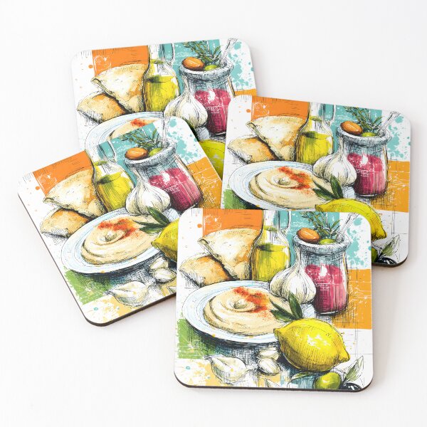Item preview, Gather Around the Breakfast Table - Mediterranean Feast with Hummus Olive Oil and Fresh Herbs designed and sold by OlfactoART Studio.