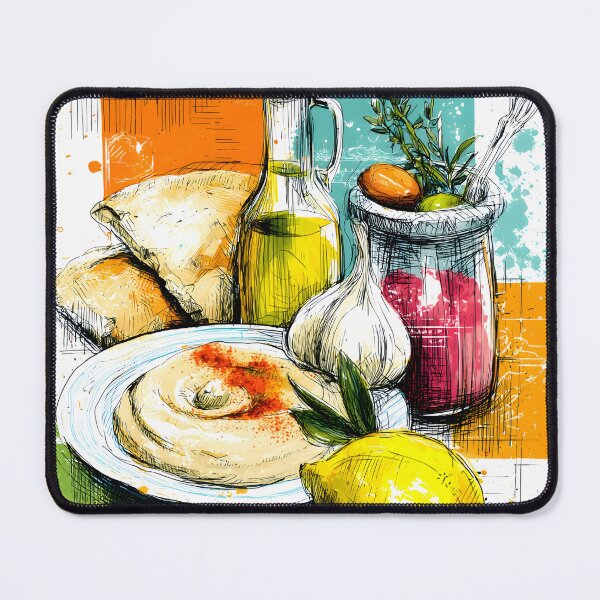 Item preview, Gather Around the Breakfast Table - Mediterranean Feast with Hummus Olive Oil and Fresh Herbs designed and sold by OlfactoART Studio.