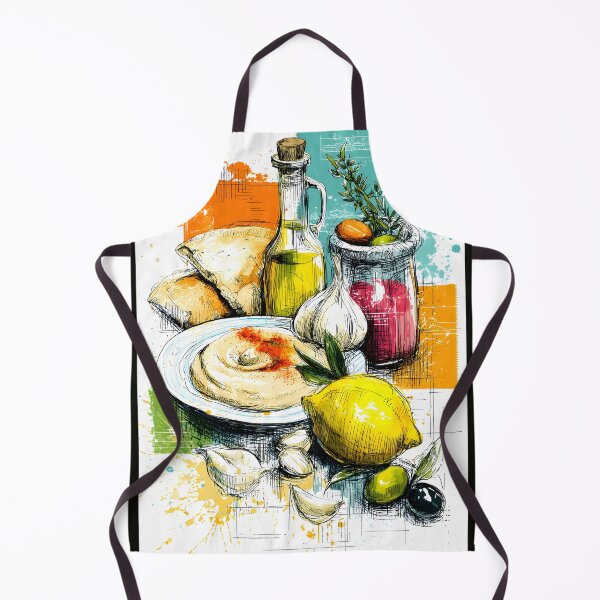 Item preview, Gather Around the Breakfast Table - Mediterranean Feast with Hummus Olive Oil and Fresh Herbs designed and sold by OlfactoART Studio.