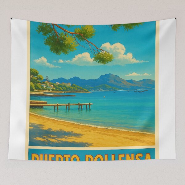 Item preview, Puerto Pollensa Vintage Travel Poster  designed and sold by GG WALL ART.