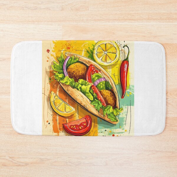 Item preview, Vibrant Falafel Wrap Surrounded by Fresh Ingredients and Warm Colors designed and sold by OlfactoART Studio.