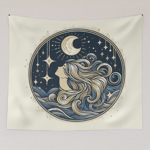 Item preview, Goddess of the Moon – Mystical Celestial Art designed and sold by Roberta Calabrese.