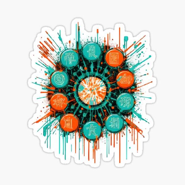 Item preview, Eight Chinese Characters - Abstract Ink Splatter Design designed and sold by ZarruTee.
