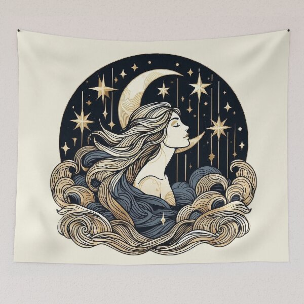 Item preview, Goddess of the Moon – Mystical Celestial Art designed and sold by Roberta Calabrese.