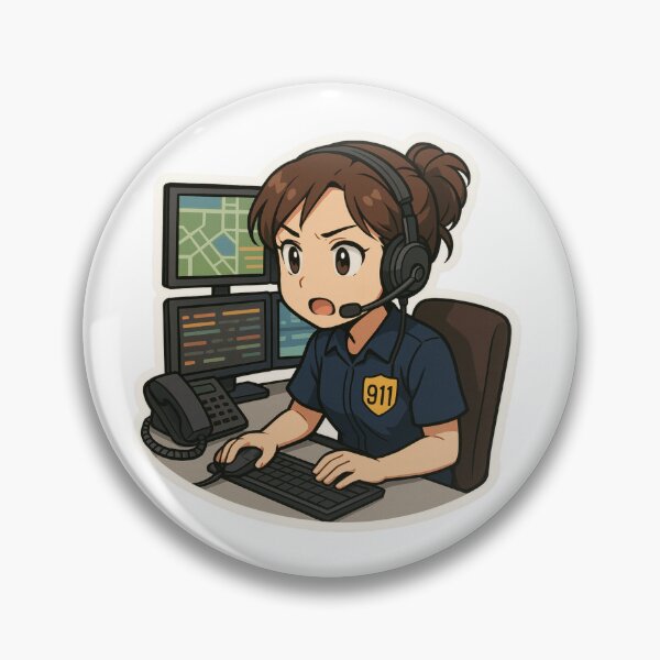 Item preview, Anime Style 911 Dispatcher Sticker – Emergency Operator Call Center Design designed and sold by BrinaandPops.