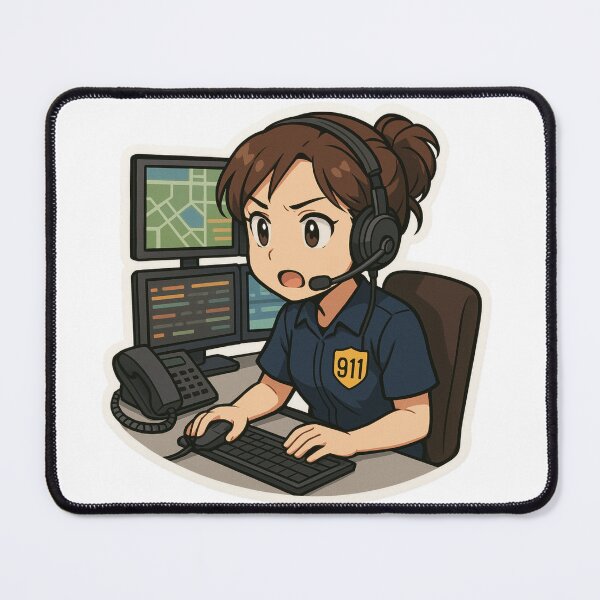 Item preview, Anime Style 911 Dispatcher Sticker – Emergency Operator Call Center Design designed and sold by BrinaandPops.