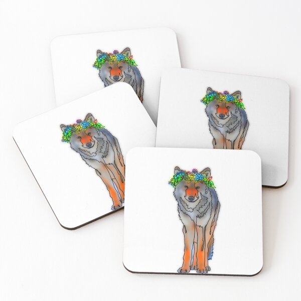 Item preview, Majestic Wolf in Rainbow Flower Crown – animalsinhats designed and sold by Ashley’sAnimalz.
