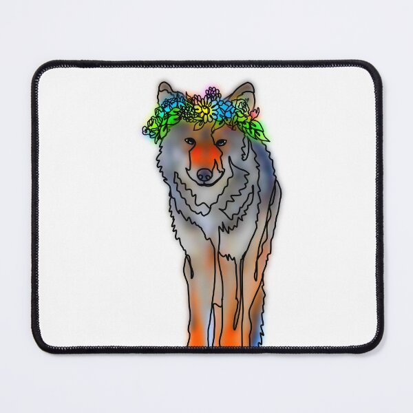 Item preview, Majestic Wolf in Rainbow Flower Crown – animalsinhats designed and sold by Ashley’sAnimalz.