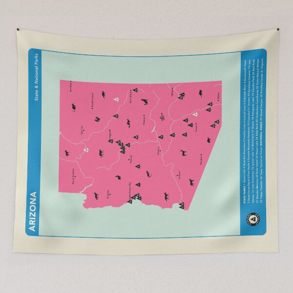 Item preview, Arizona National & State Parks Illustrated Map - Pink designed and sold by FinlayMcNevin.