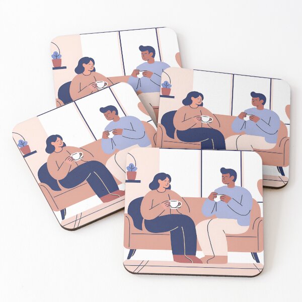Item preview, Cute Couple Sipping Happiness Good Vibes designed and sold by Little Miss Bee.