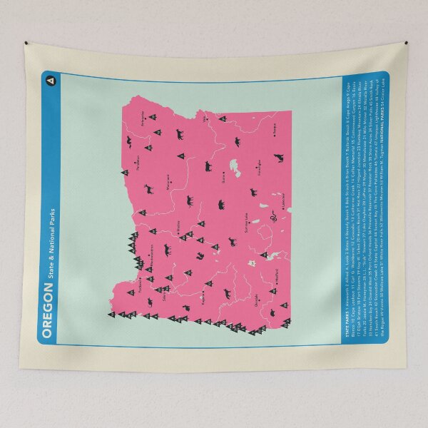 Item preview, Oregon National & State Parks Illustrated Map - Pink designed and sold by FinlayMcNevin.