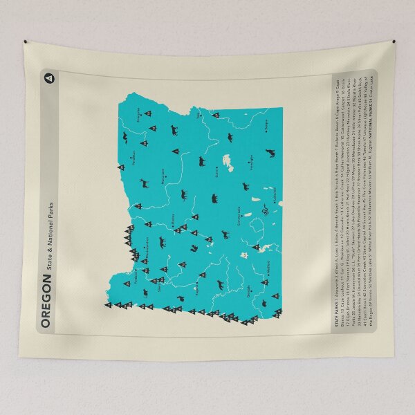 Item preview, Oregon National & State Parks Illustrated Map - Blue designed and sold by FinlayMcNevin.