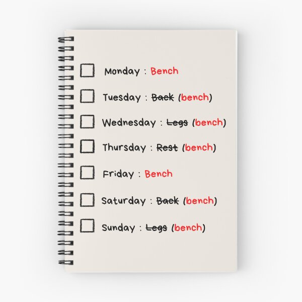Item preview, Weekly Gym Program (bench) designed and sold by SH3RL0CKK.