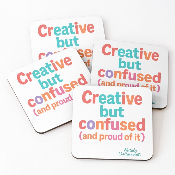 Item preview, Creative but Confused Funny Quote Design – Colorful Typography for Dreamers and Artists designed and sold by natalygattamelati.