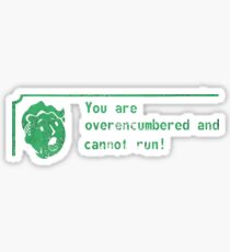 You are over-encumbered and cannot run Sticker