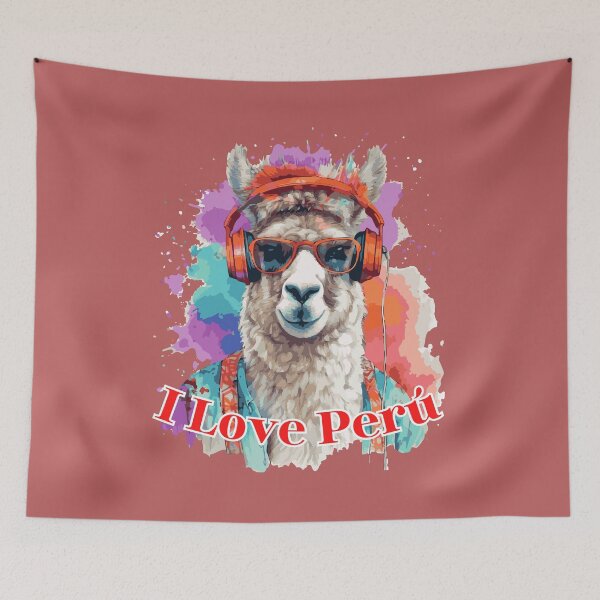Item preview, I Love Peru – Cool Llama with Headphones designed and sold by MadeByKriss.