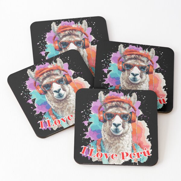 Item preview, Copy of I Love Peru – Cool Llama with Headphones designed and sold by MadeByKriss.