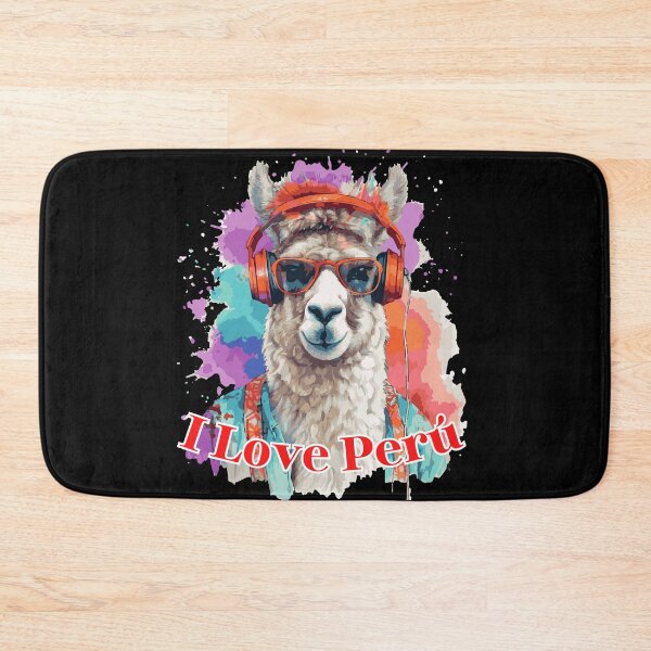 Item preview, Copy of I Love Peru – Cool Llama with Headphones designed and sold by MadeByKriss.