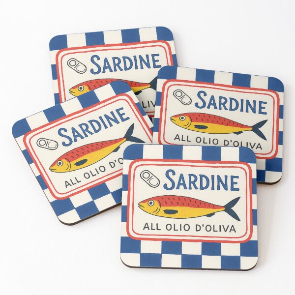 Item preview, Vintage Sardine Tin with Blue Checkerboard Design designed and sold by weirdfishes123.