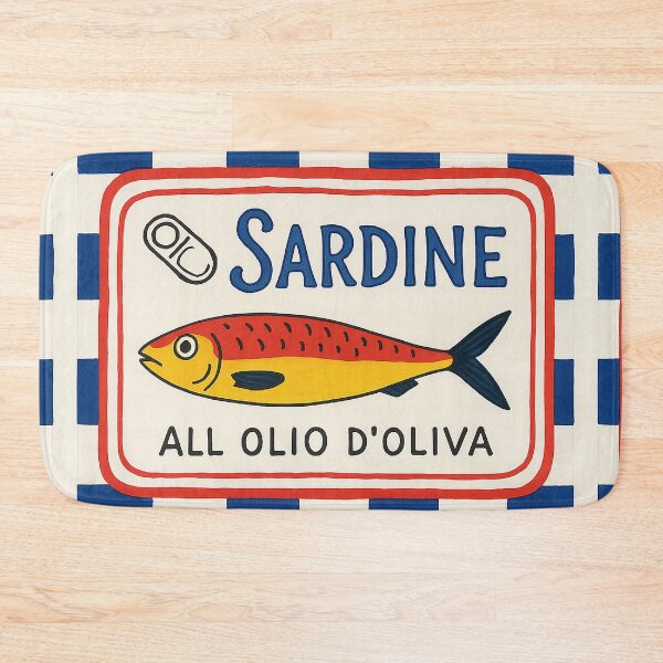 Item preview, Vintage Sardine Tin with Blue Checkerboard Design designed and sold by weirdfishes123.