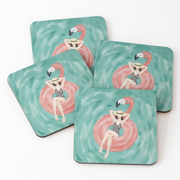 Item preview, Chic woman in a Flamingo Floatie Summer Time designed and sold by Magnolia Valley Art.