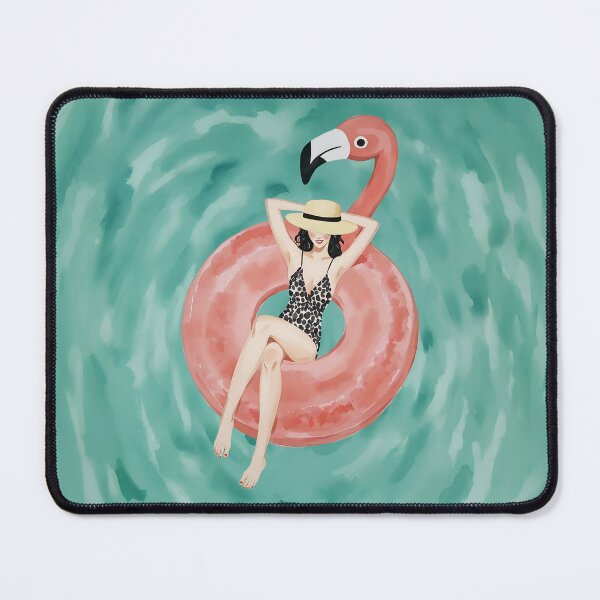 Item preview, Chic woman in a Flamingo Floatie Summer Time designed and sold by Magnolia Valley Art.