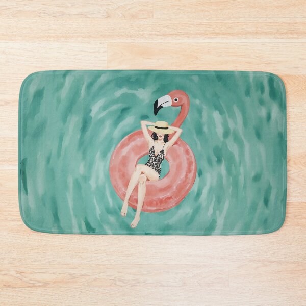 Item preview, Chic woman in a Flamingo Floatie Summer Time designed and sold by Magnolia Valley Art.