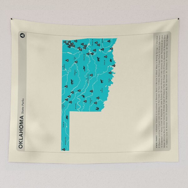 Item preview, Oklahoma State Parks Illustrated Map - Blue designed and sold by FinlayMcNevin.