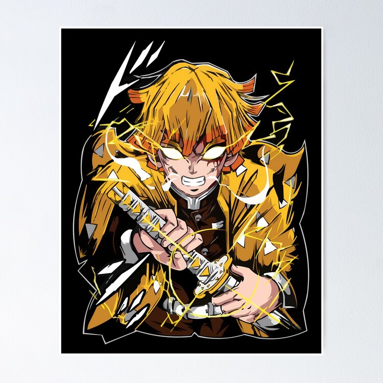 Zenitsu Agatsuma Thunder Breathing Demon Slayer Anime Art Sticker