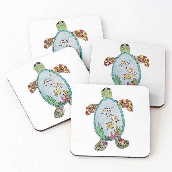Item preview, Drawing of a turtle with an aquarium on his back designed and sold by Raineylanes.