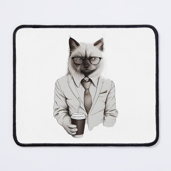 Item preview, Birman Cat in Suit Sipping Coffee Line Art Print designed and sold by ShadowAndSlate.