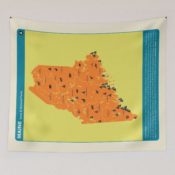 Item preview, Maine National & State Parks Illustrated Map - Orange designed and sold by FinlayMcNevin.